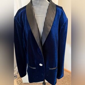 Skinnygirl Royal Blue Velvet Blazer with Black Lapel